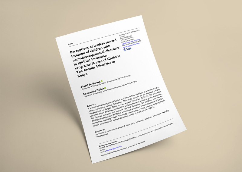 Perceptions of leaders toward inclusion of children with neurodevelopmental disorders in spiritual formation programs: A case of Christ Is The Answer Ministries in Kenya